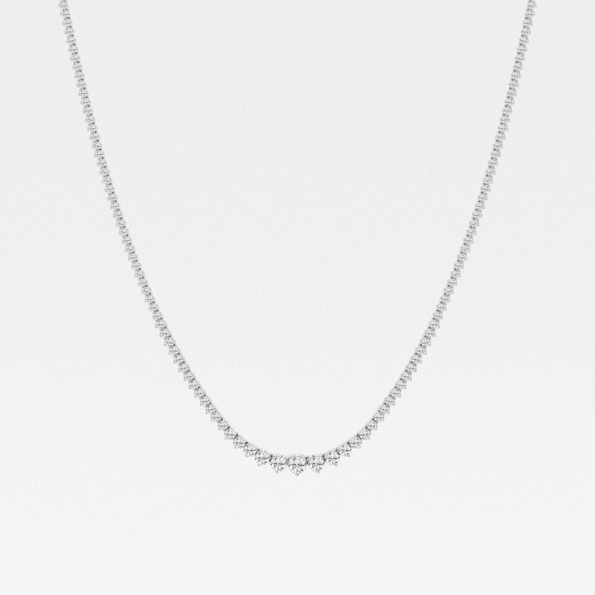 Round Lab Grown Diamond Graduated Riviera Fashion Necklace, EF Color, VS Clarity, IGI Certified