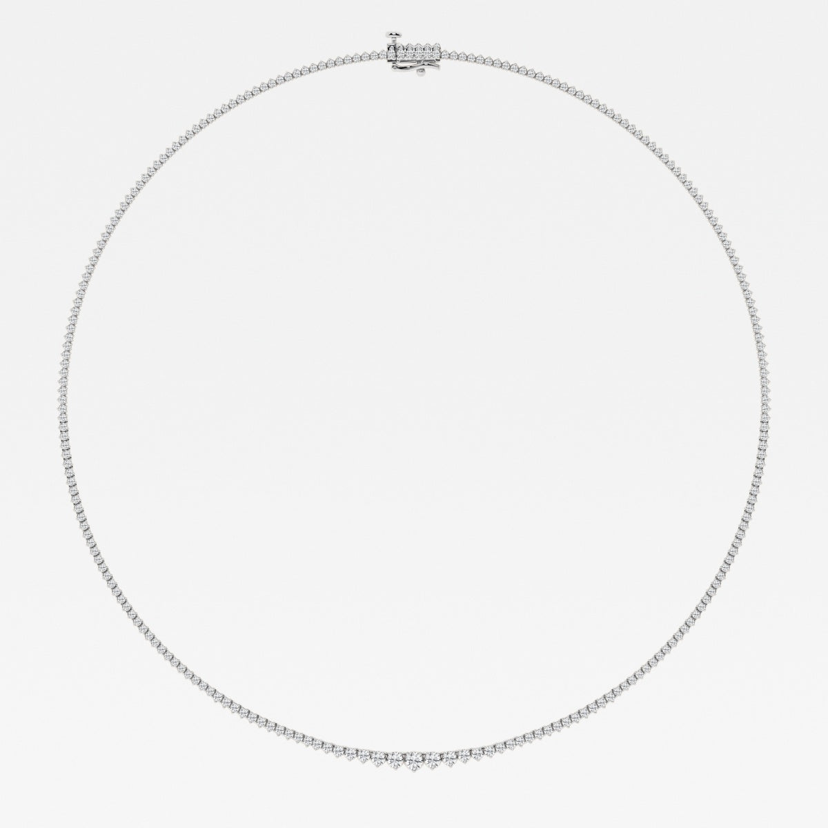 Round Lab Grown Diamond Graduated Riviera Fashion Necklace, EF Color, VS Clarity, IGI Certified