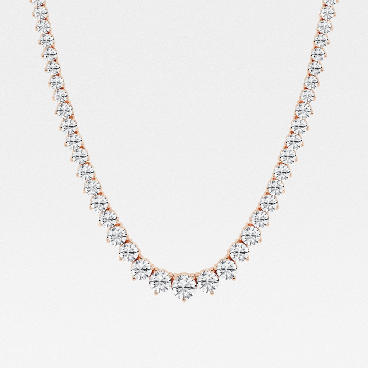 Round Lab Grown Diamond Graduated Riviera Fashion Necklace, EF Color, VS Clarity, IGI Certified