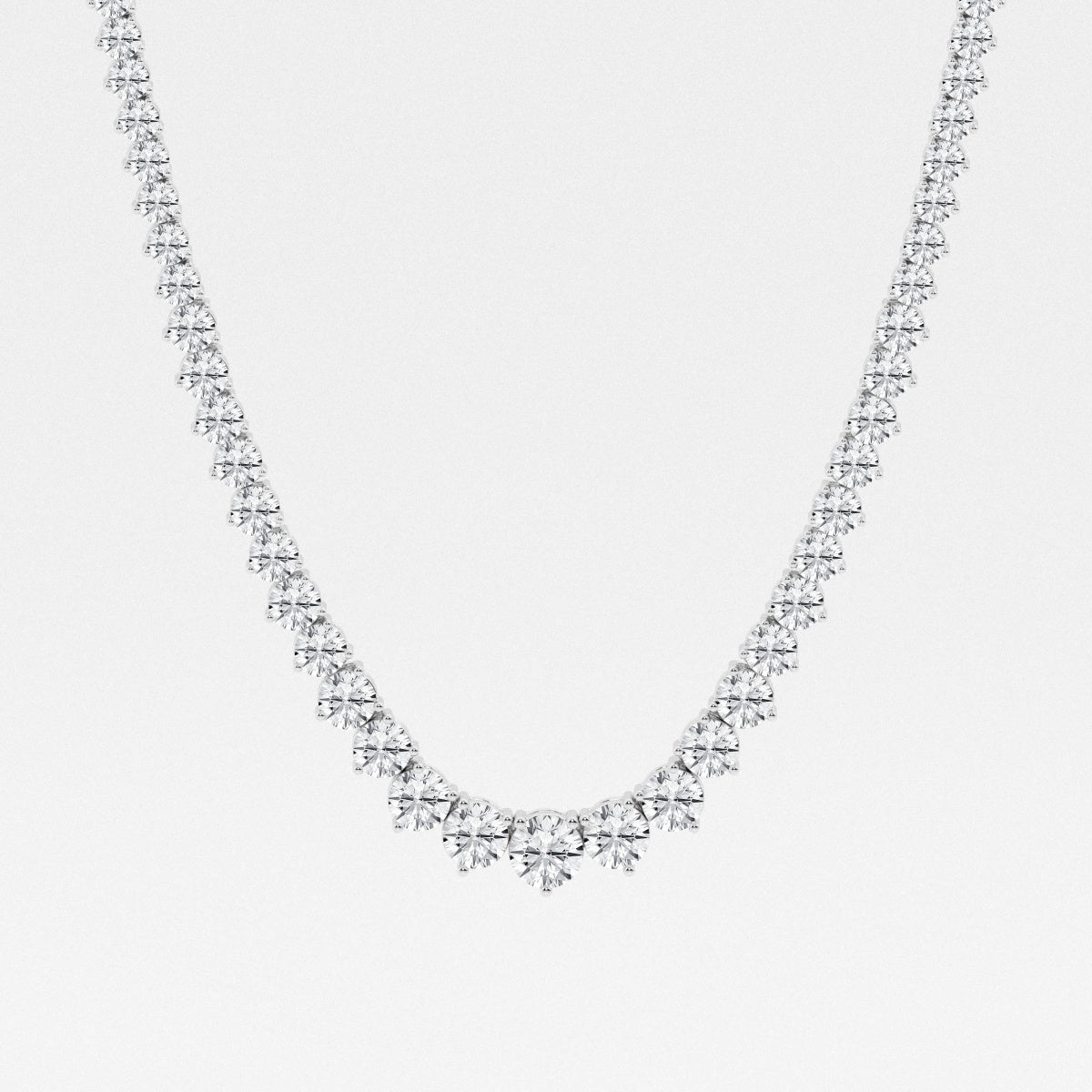 Round Lab Grown Diamond Graduated Riviera Fashion Necklace, EF Color, VS Clarity, IGI Certified