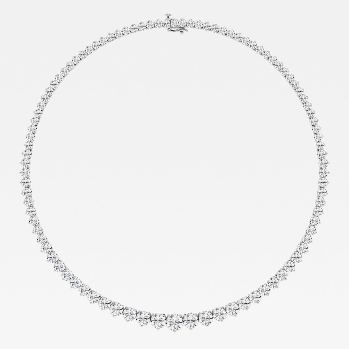 Round Lab Grown Diamond Graduated Riviera Fashion Necklace, EF Color, VS Clarity, IGI Certified