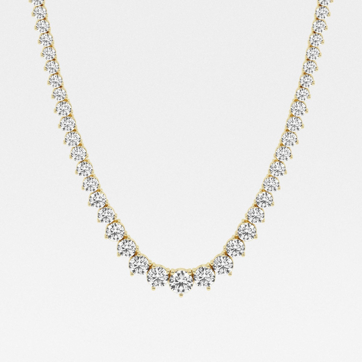Round Lab Grown Diamond Graduated Riviera Fashion Necklace, EF Color, VS Clarity, IGI Certified