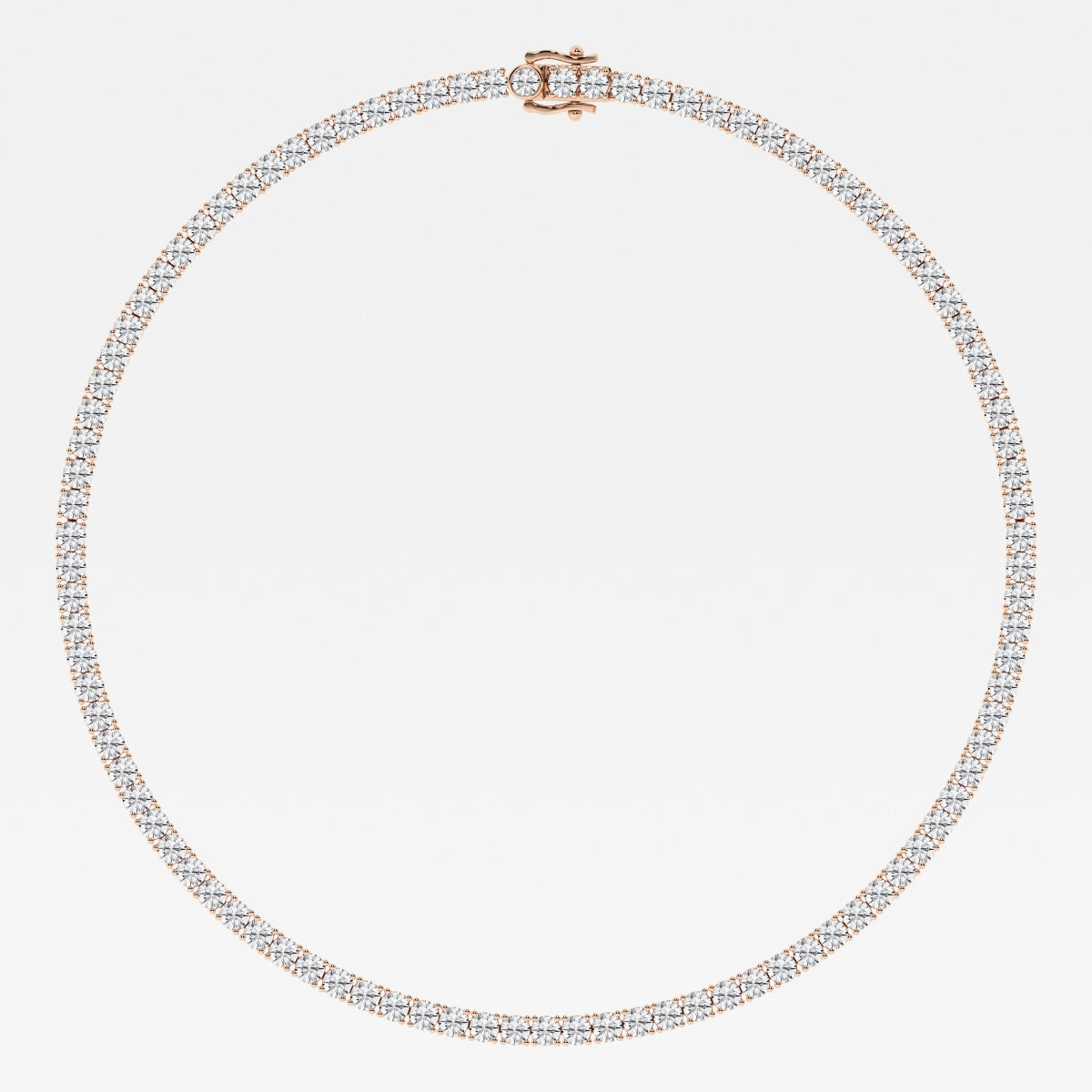 Round Lab Grown Diamond Tennis Necklace, EF Color, VS Clarity, IGI Certified