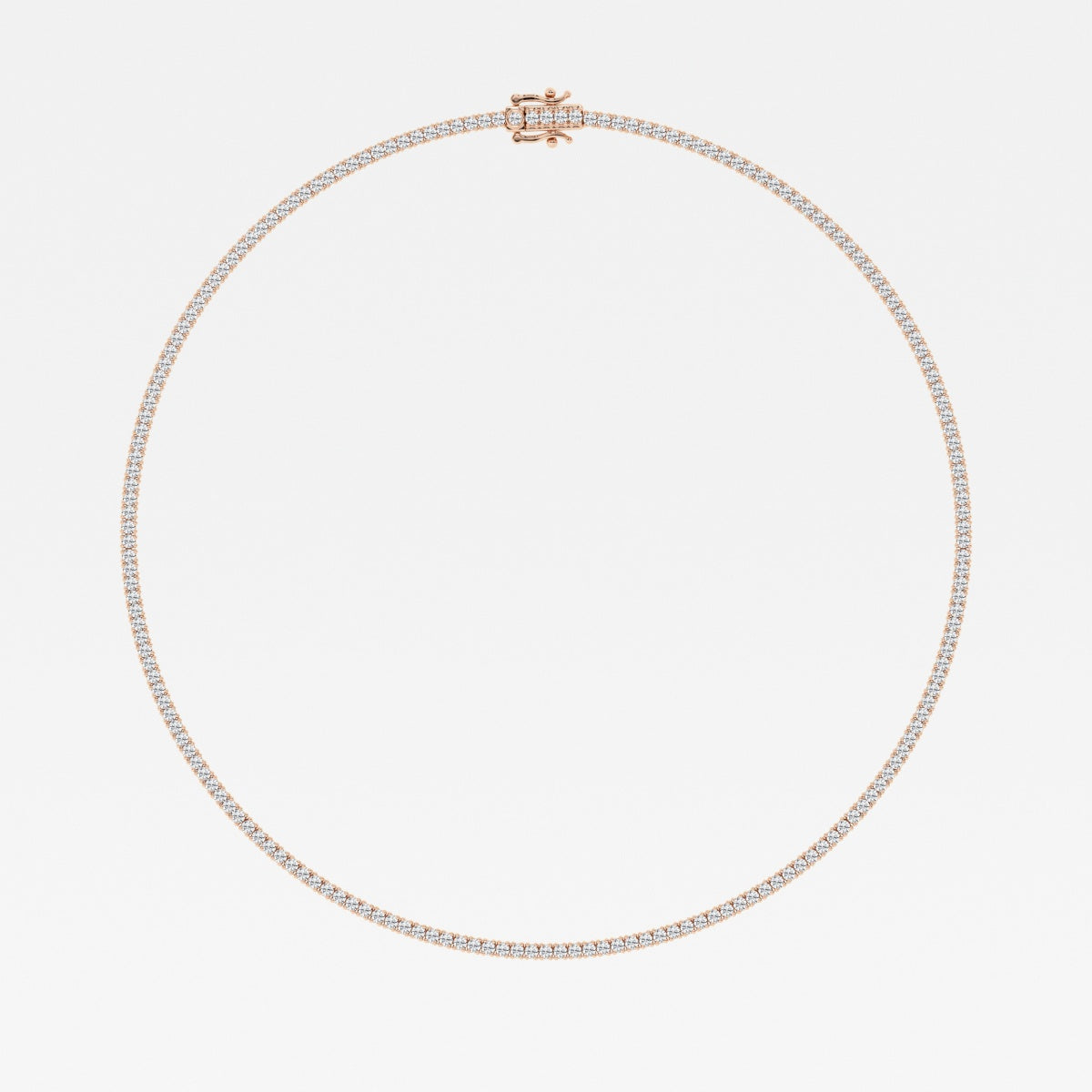 Round Lab Grown Diamond Four Prong Tennis Necklace, EF Color, VS Clarity - IGI Cetificate