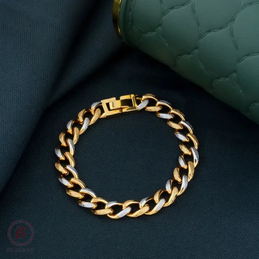 Brass Micro Polish Silver & Golden Gent's Bracelet