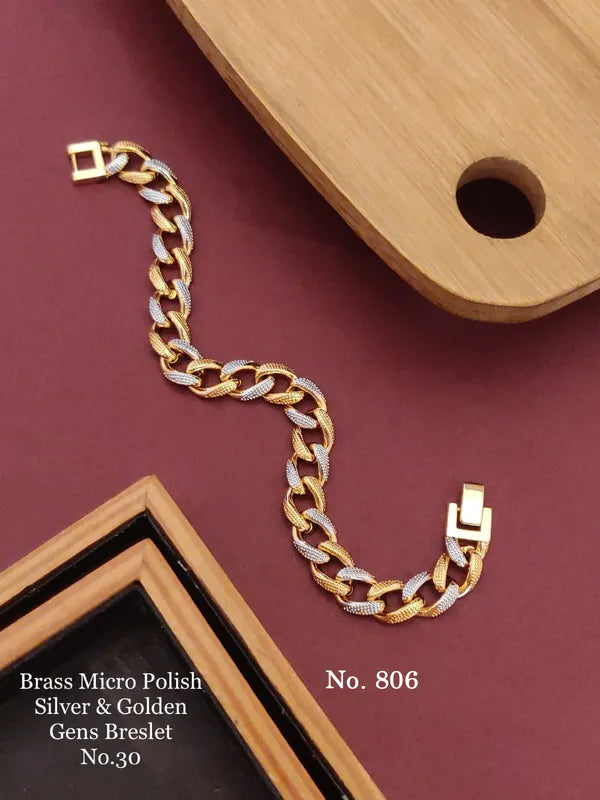Brass Micro Polish Silver & Golden Gent's Bracelet