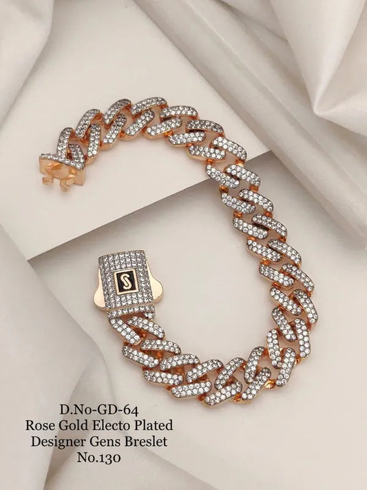 Rose Gold Electo Plated Designer Cuban Bracelet