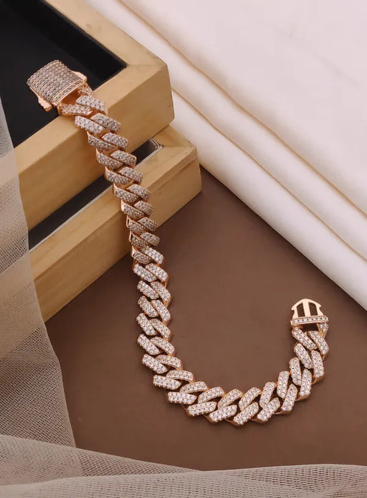 Rose Gold Electo Plated Designer Cuban Bracelet