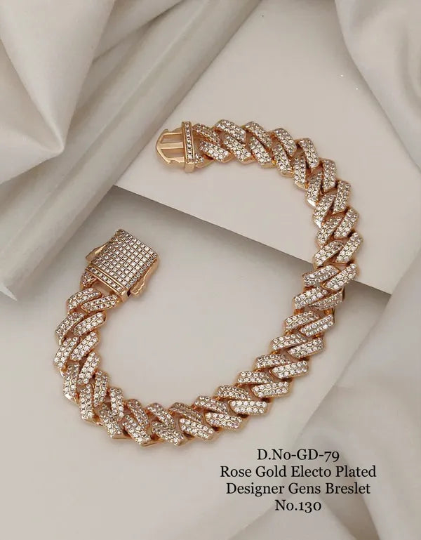 Rose Gold Electo Plated Designer Cuban Bracelet