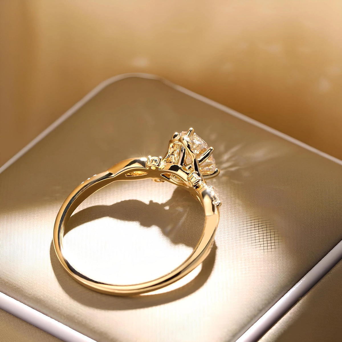 Common :: Botanical Oval lab grown diamond ring with flowing vine inspired shoulders