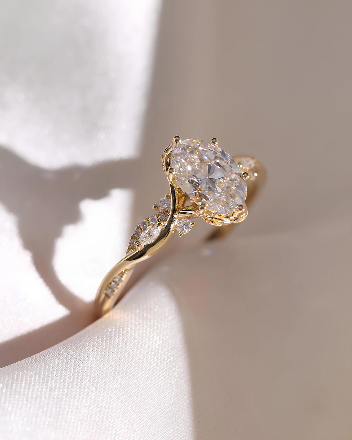Common :: IGI certified Oval diamond nature inspired engagement ring by Unii Jewels