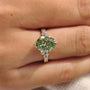 Common :: 1.10TCW vintage bridal ring with Green Oval center diamond