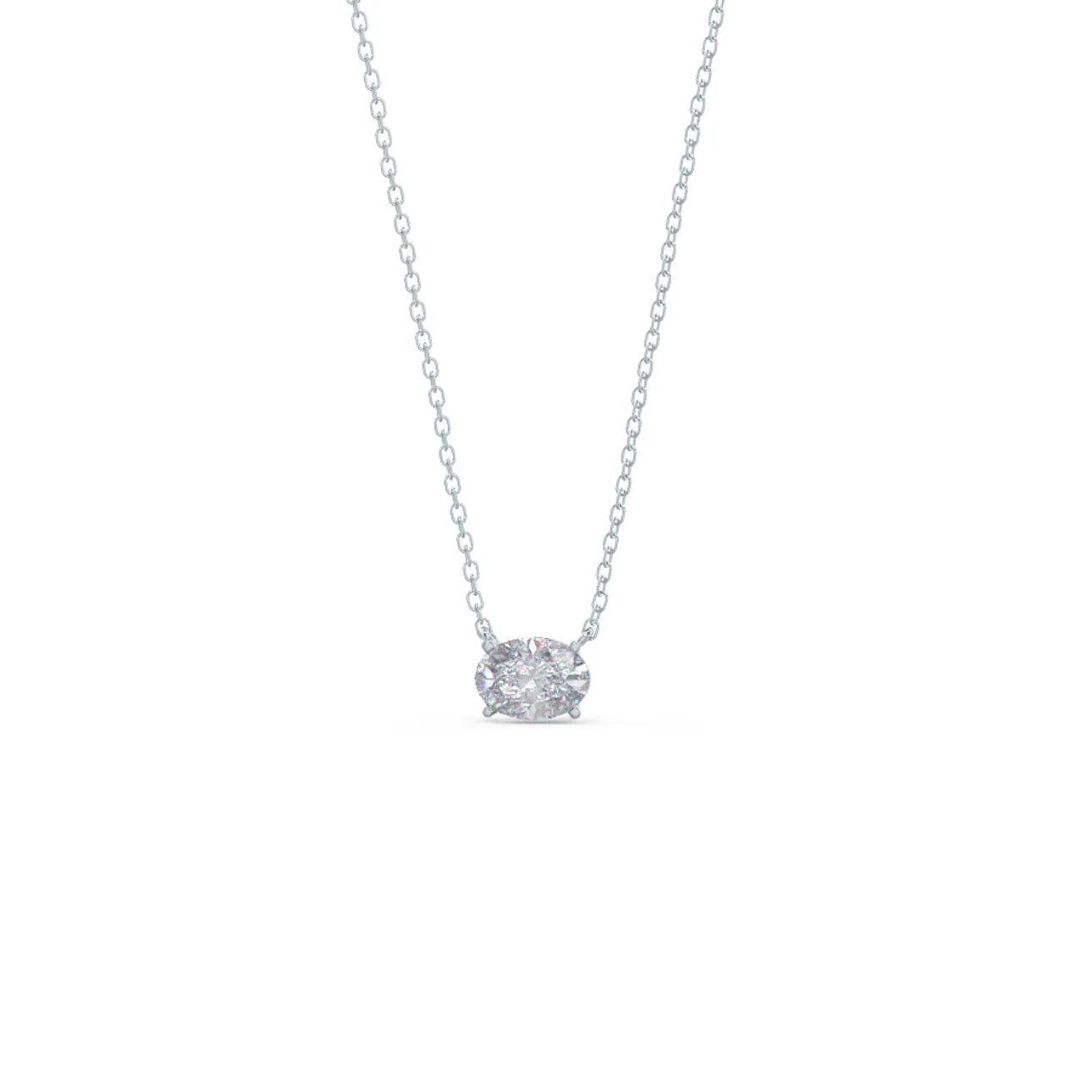 East - West Oval Lab Grown Diamond Pendant With Chain, EF Color, VS Clarity, IGI Certified