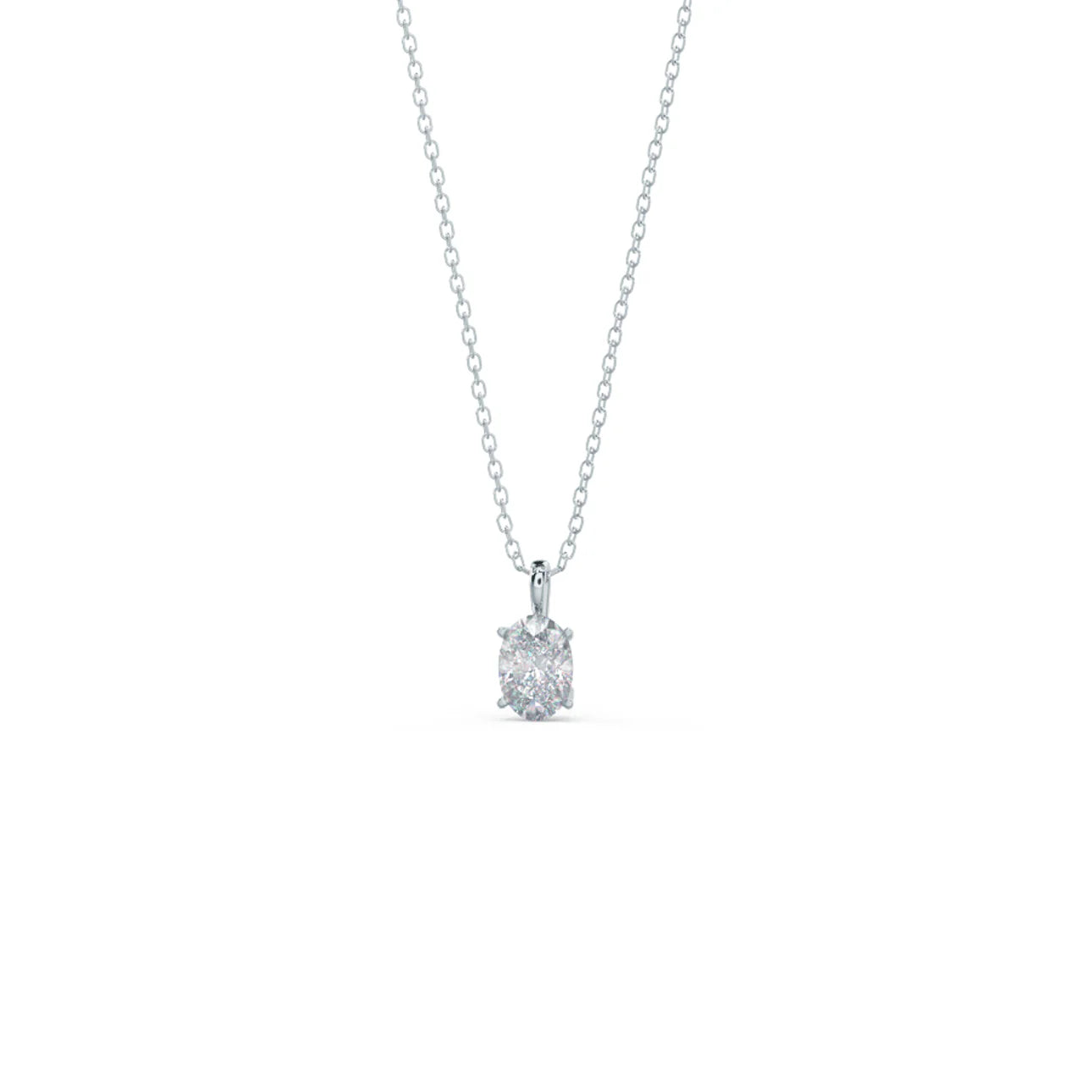 Oval Lab Grown Diamond Classic Pendant With Chain, EF Color, VS Clarity, IGI Certified
