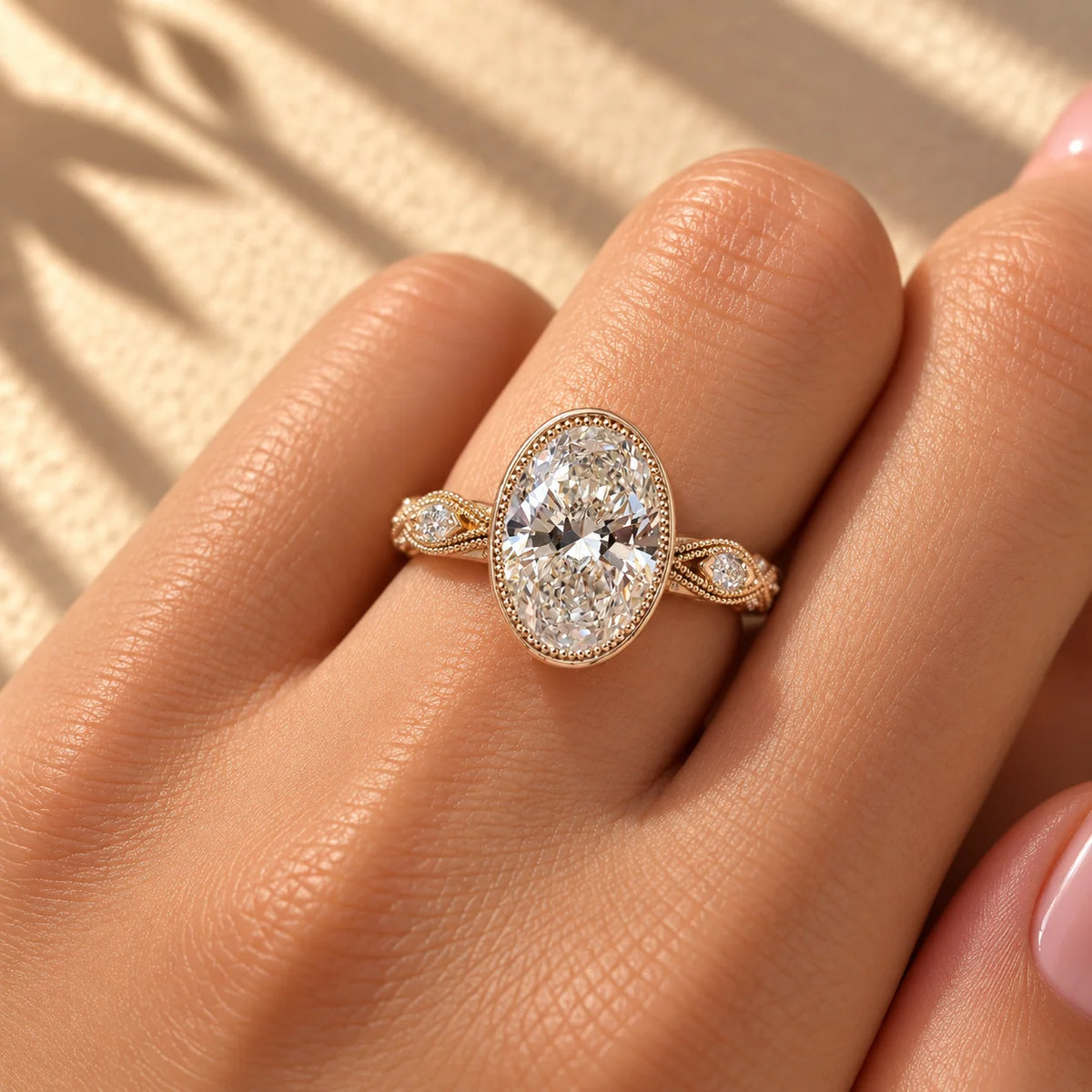 Common :: 3.30TCW vintage engagement ring with 3CT Oval center
