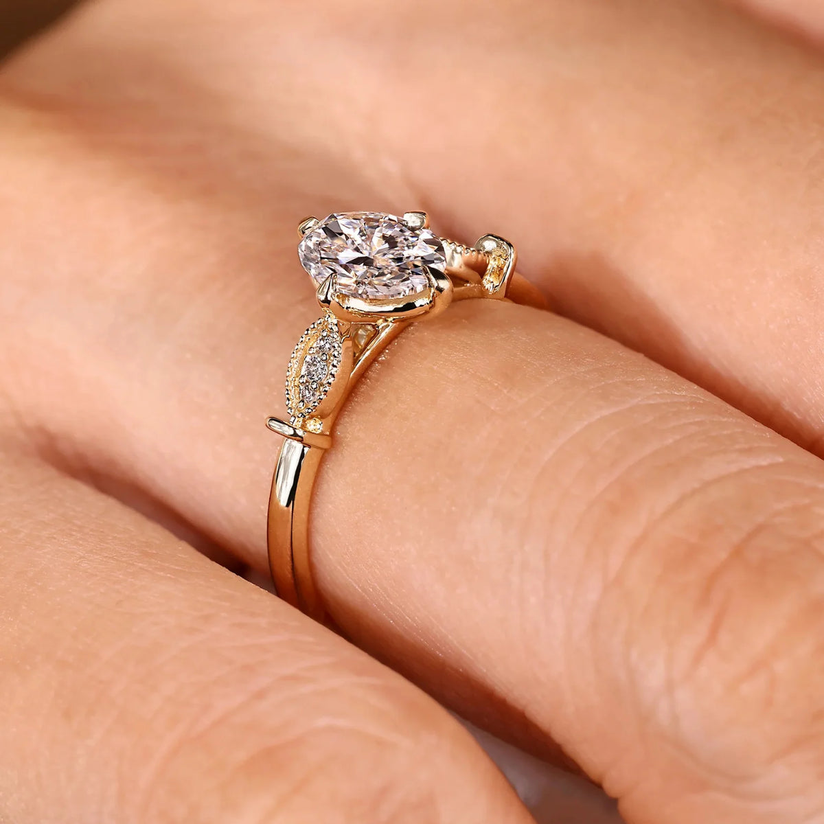 Common :: 1.10TCW vintage engagement ring with Oval center diamond