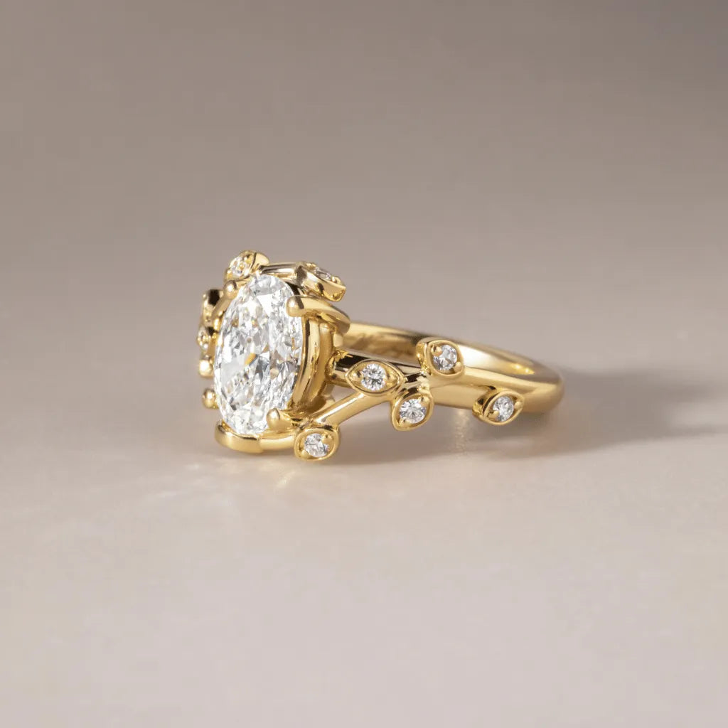 Common :: IGI certified 1.50ct oval lab grown diamond floral ring