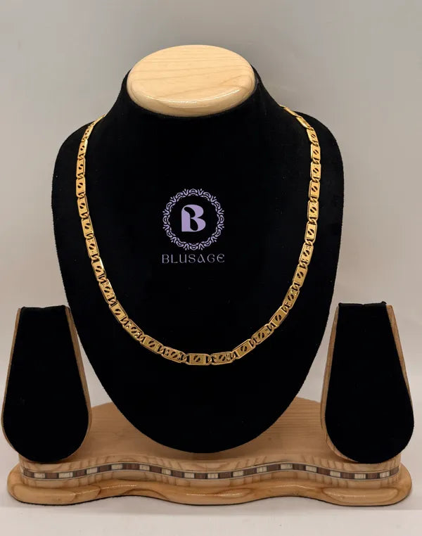 Delicate Design Biscuit in IGP Brass Micro Gold Plated Nawabi Chain For Stylish Men