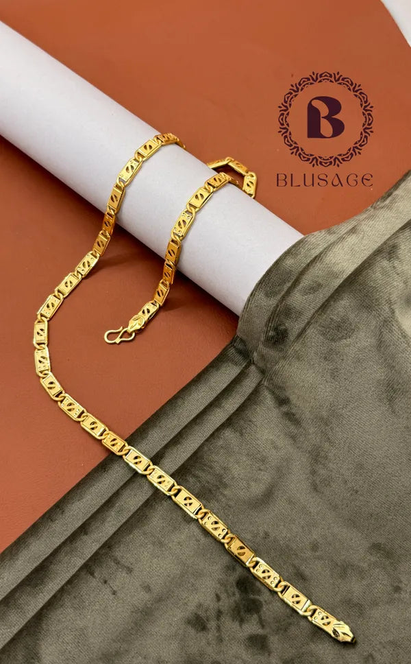 Delicate Design Biscuit in IGP Brass Micro Gold Plated Nawabi Chain For Stylish Men