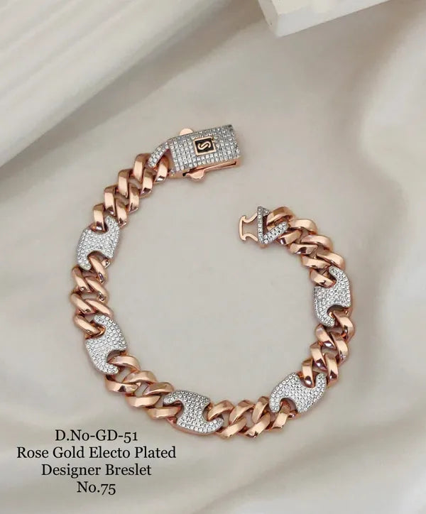 Rose Gold Electo Plated Designer Cuban Bracelet