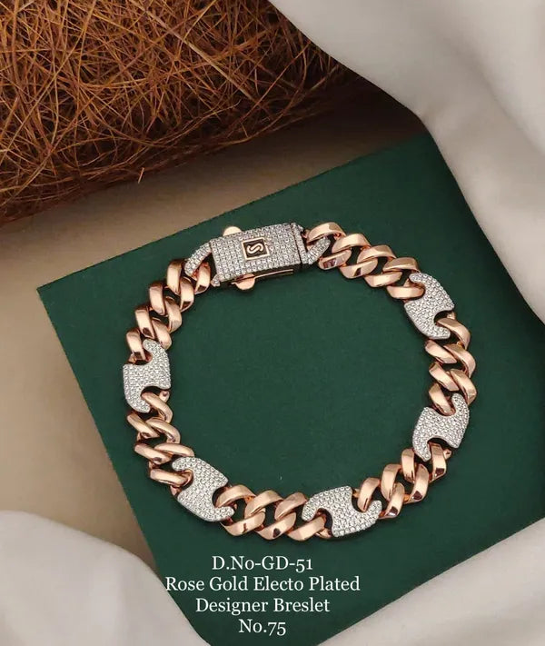 Rose Gold Electo Plated Designer Cuban Bracelet