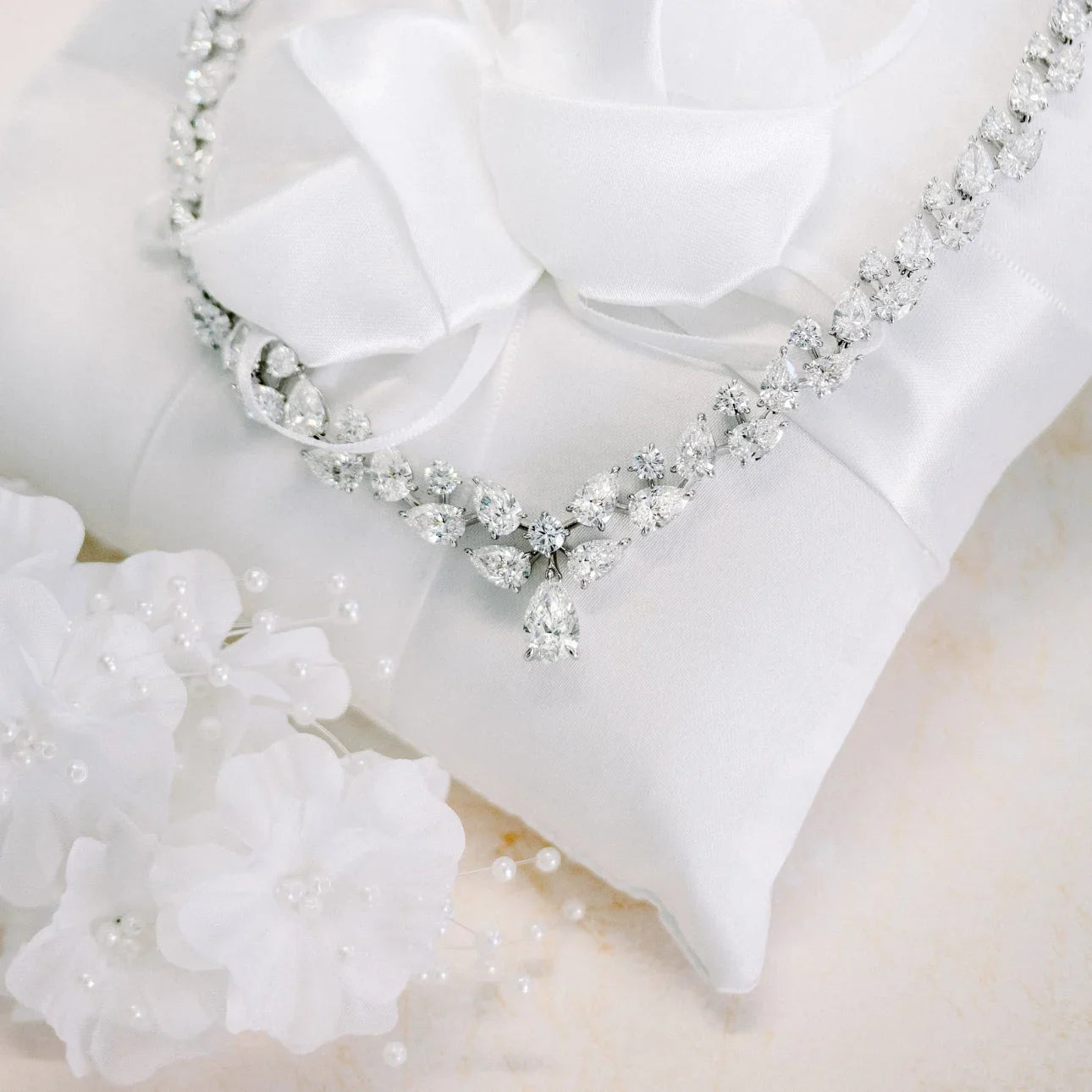 Round And Pear Duet Choker, EF Color, VS Clarity, IGI Certified