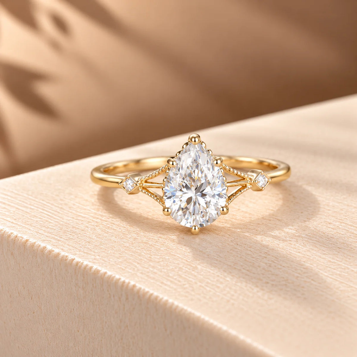 Common :: IGI certified 2CT Pear Three Stone Diamond Engagement Ring