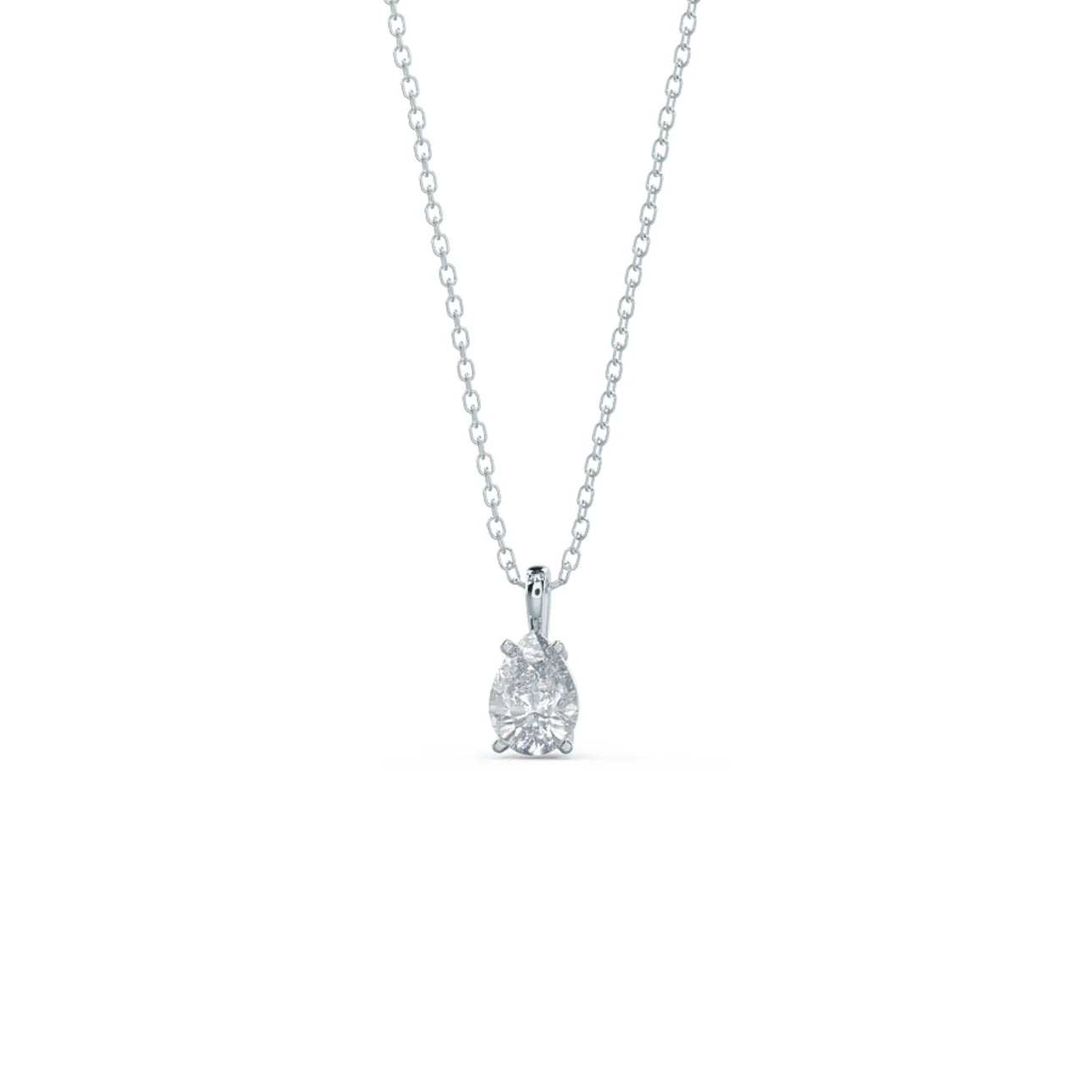 Pear Lab Grown Diamond Classic Pendant With Chain, EF Color, VS Clarity, IGI Certified