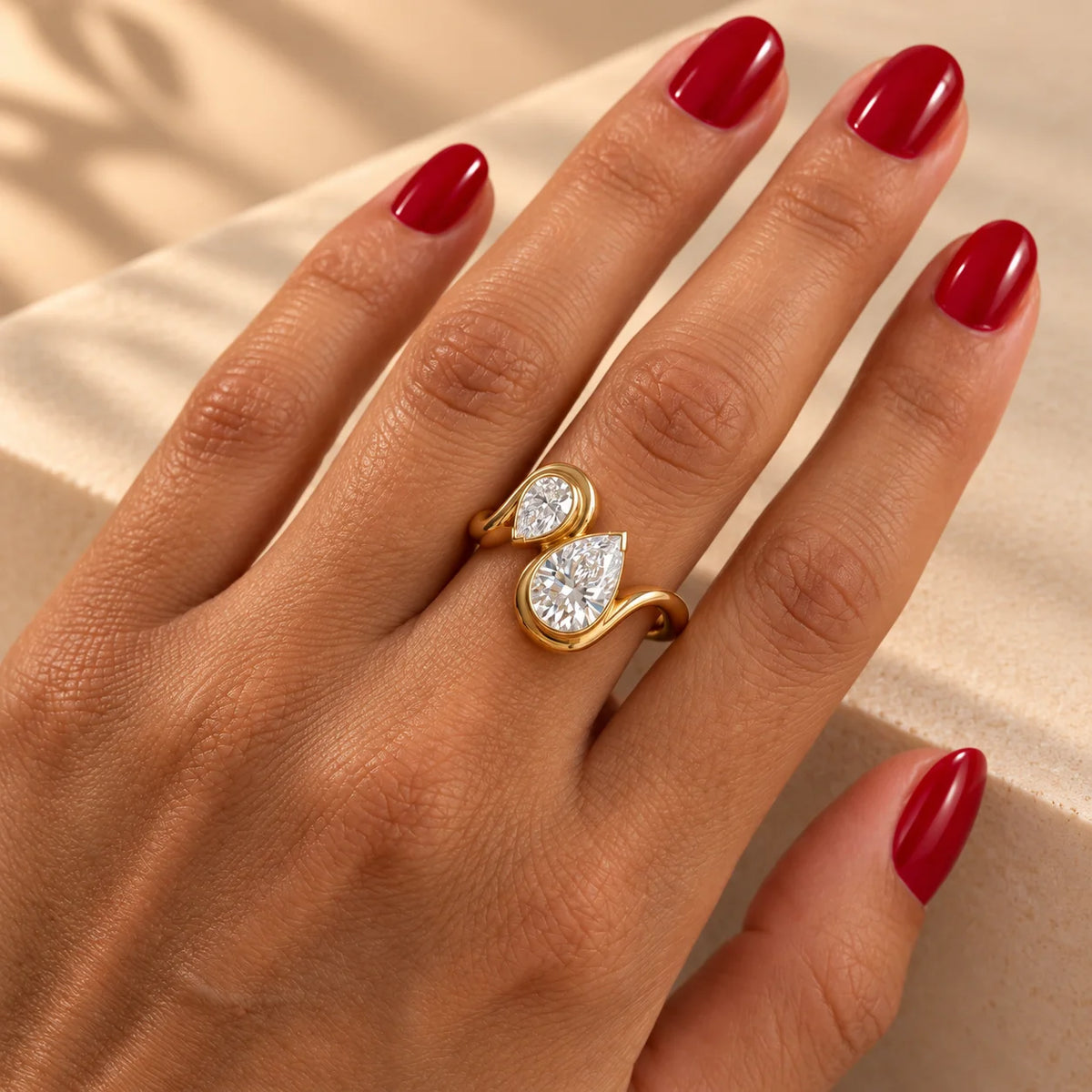 Common :: 1.20CT and 0.50CT Pear Lab Grown Diamond Toi Et Moi Ring