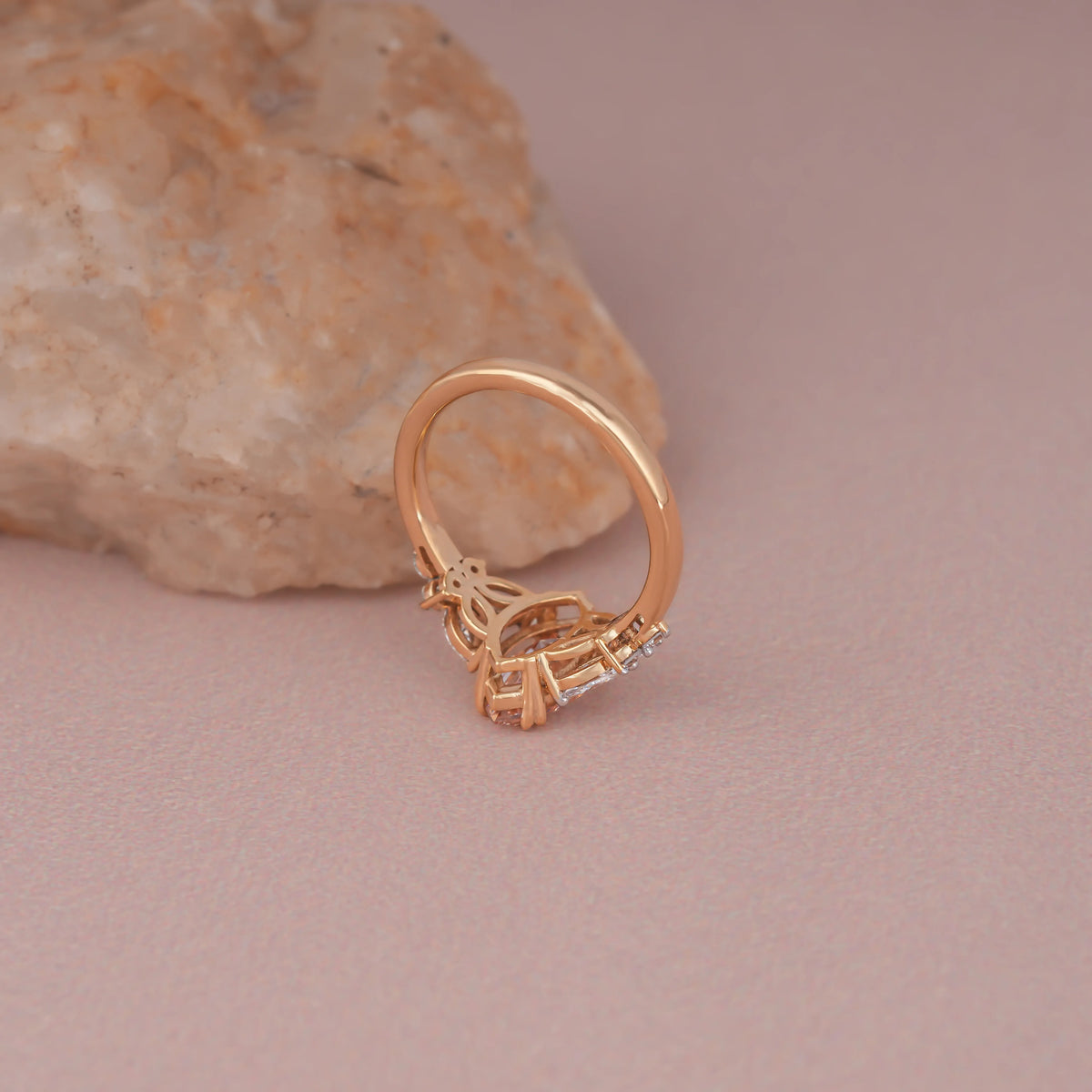Common :: IGI-certified 1.00CT pink marquise lab grown diamond ring with VVS–VS clarity and Excellent cut grade.