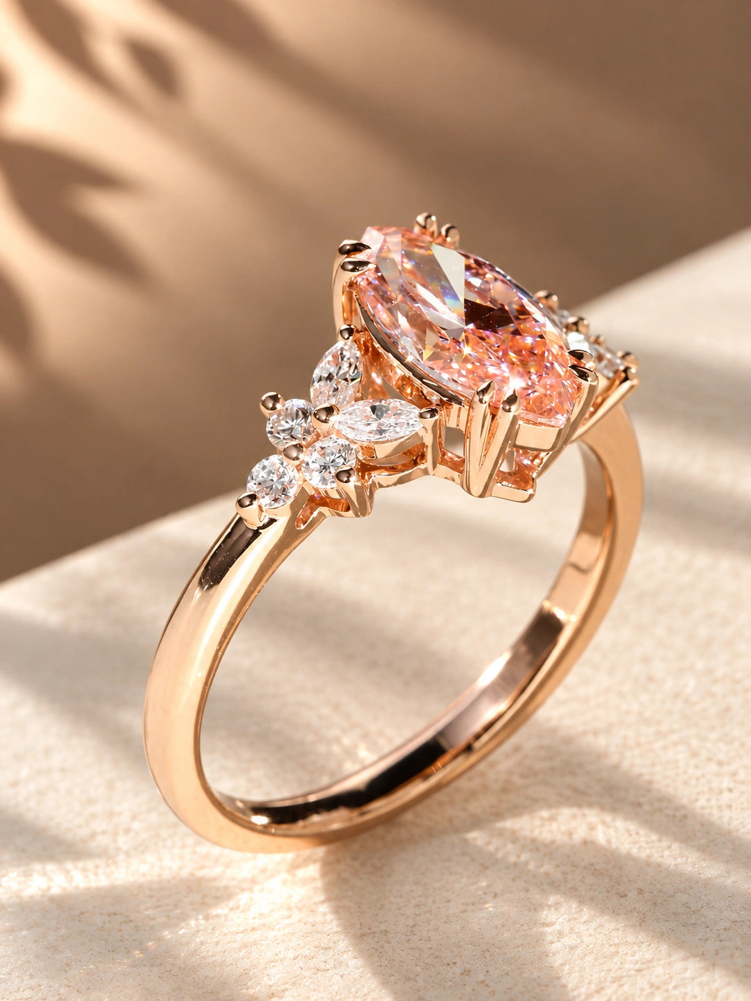 Common :: IGI certified 1ct Fancy Vivid Pink Marquise lab diamond ring