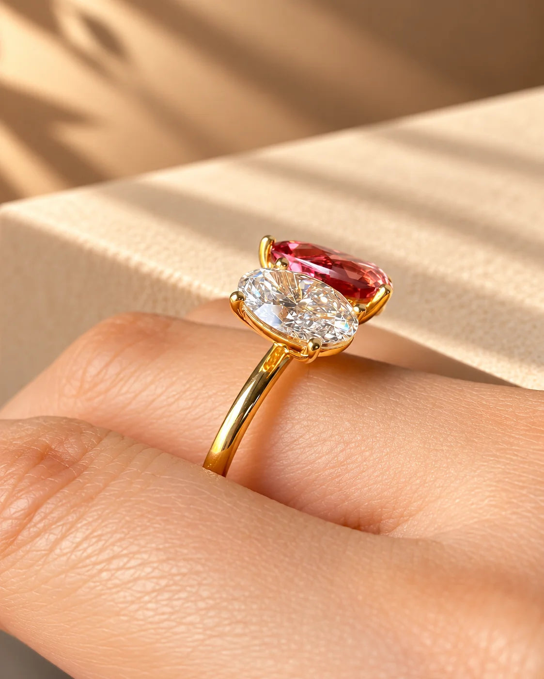 Common :: D E F Oval and Pink Pear VVS VS Lab Grown Diamond Ring