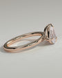 Rose :: Elvoria pear and emerald toi et moi lab grown diamond engagement ring 360 view rose gold IGI certified two stone ring