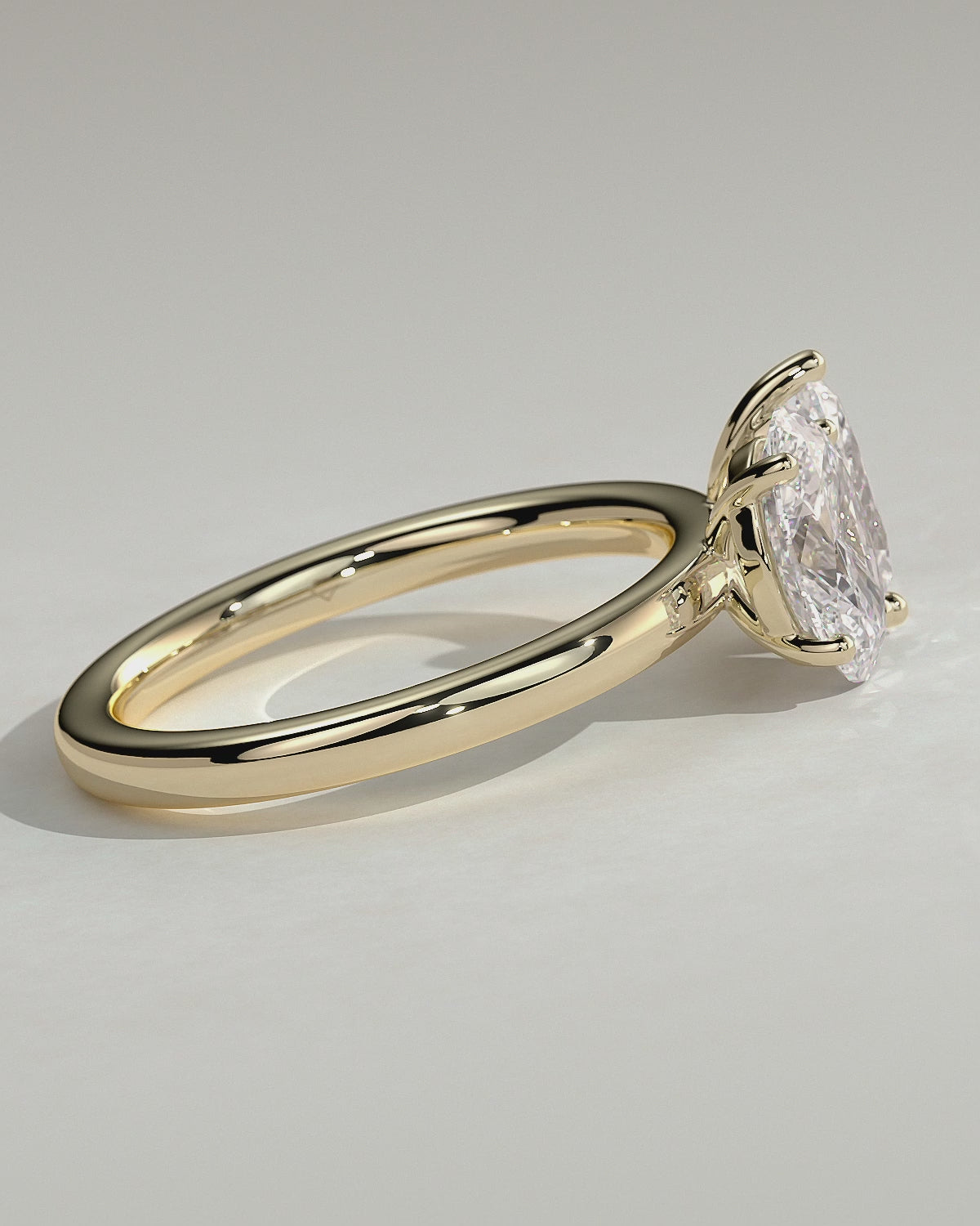 Yellow :: Zorentia pear and oval toi et moi lab grown diamond engagement ring 360 view yellow gold IGI certified 1.5ct pear 1.5ct oval two stone ring