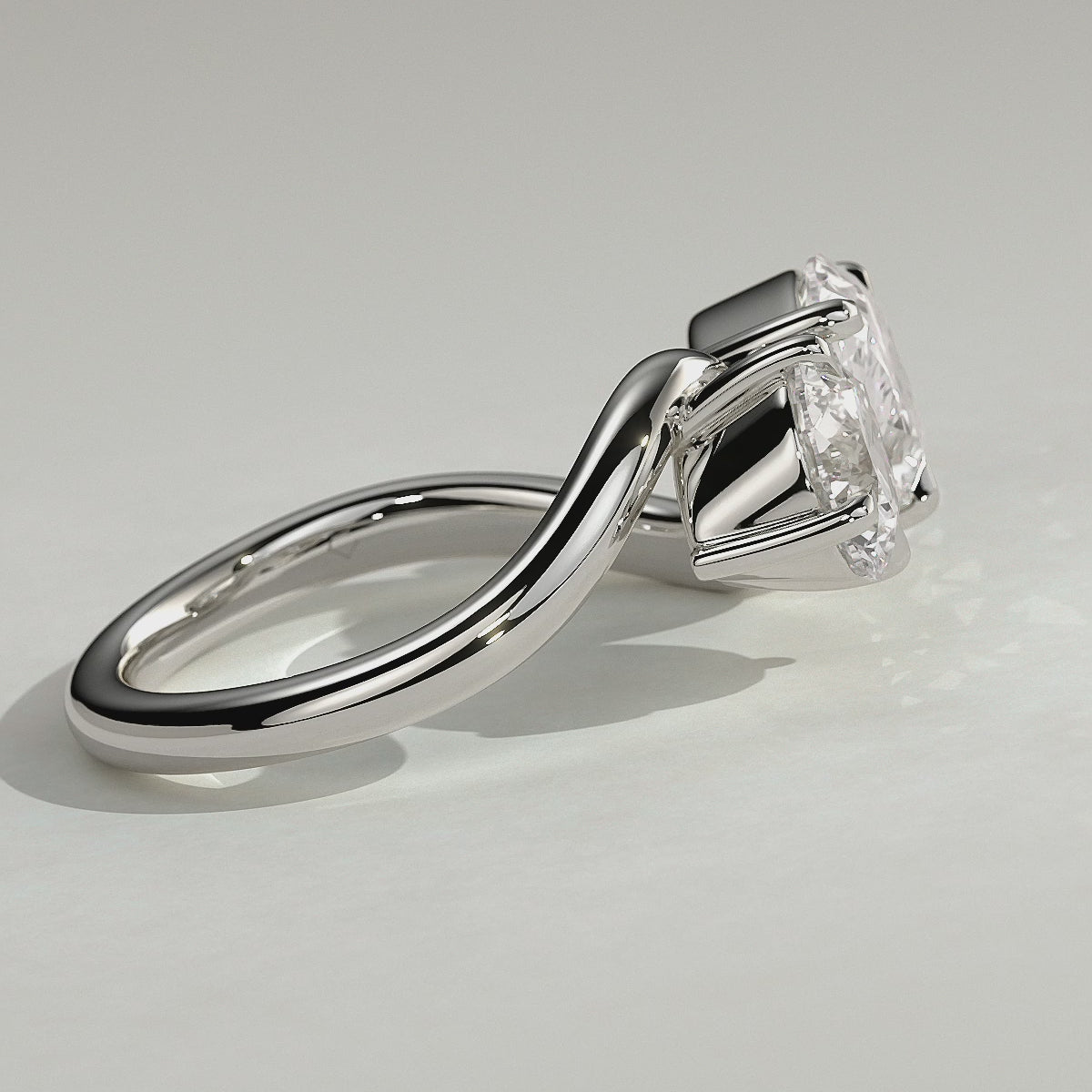 White :: Oraventa round and pear toi et moi lab grown diamond engagement ring 360 view white gold IGI certified two stone ring