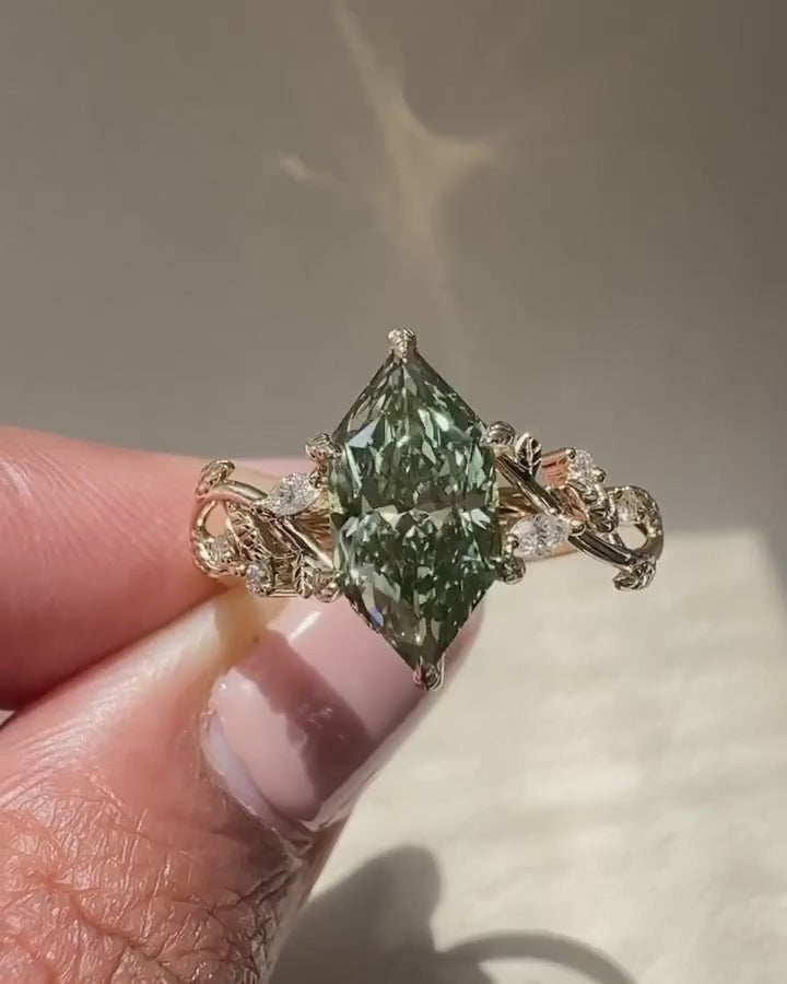 Common :: Unii Jewels 3.00TCW Green Marquise nature inspired ring video