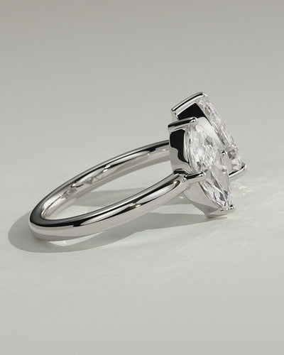 White :: Velentora 1.15ct marquise and 1.65ct pear toi et moi lab grown diamond engagement ring 360 view white gold IGI certified two stone ring
