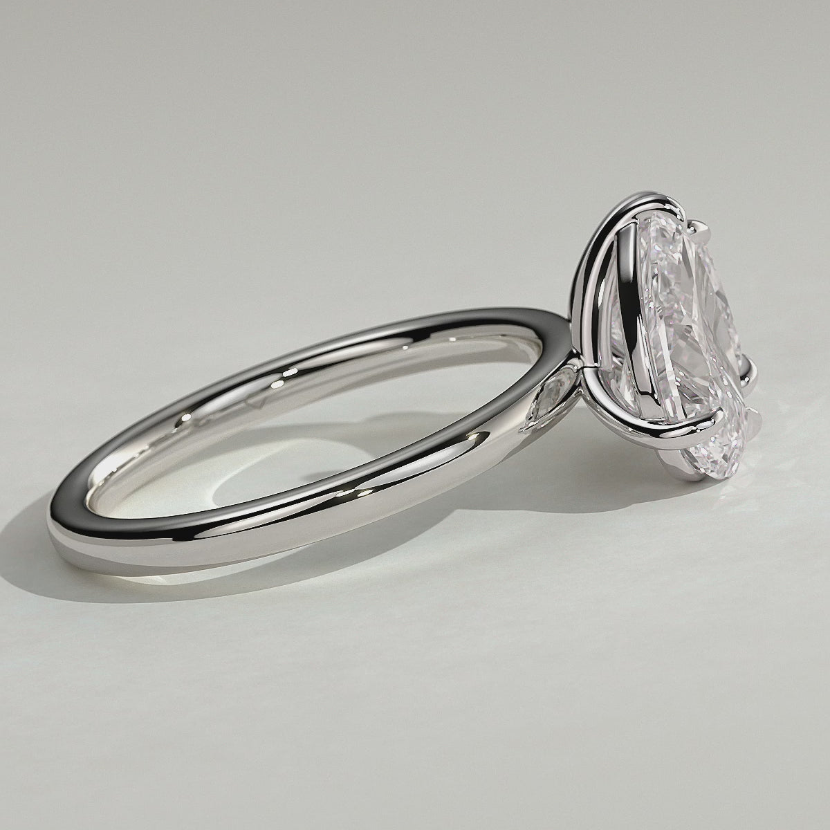 White :: Velserae pear and princess toi et moi lab grown diamond engagement ring 360 view white gold IGI certified two stone ring