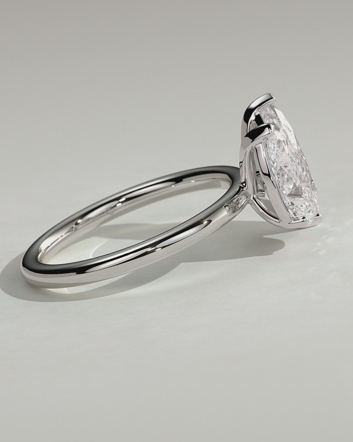 White :: Velanique 1.8ct pear and 1.5ct marquise toi et moi lab grown diamond engagement ring 360 view white gold IGI certified two stone ring