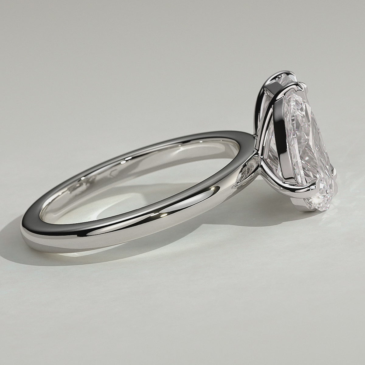 White :: Arviquea 1.5ct pear and 1.8ct radiant toi et moi lab grown diamond engagement ring 360 view white gold IGI certified two stone ring