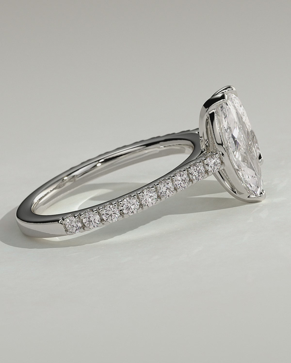 Zenavelle Marquise and Pear Pave Toi et Moi Lab Grown Diamond Engagement Ring | IGI Certified