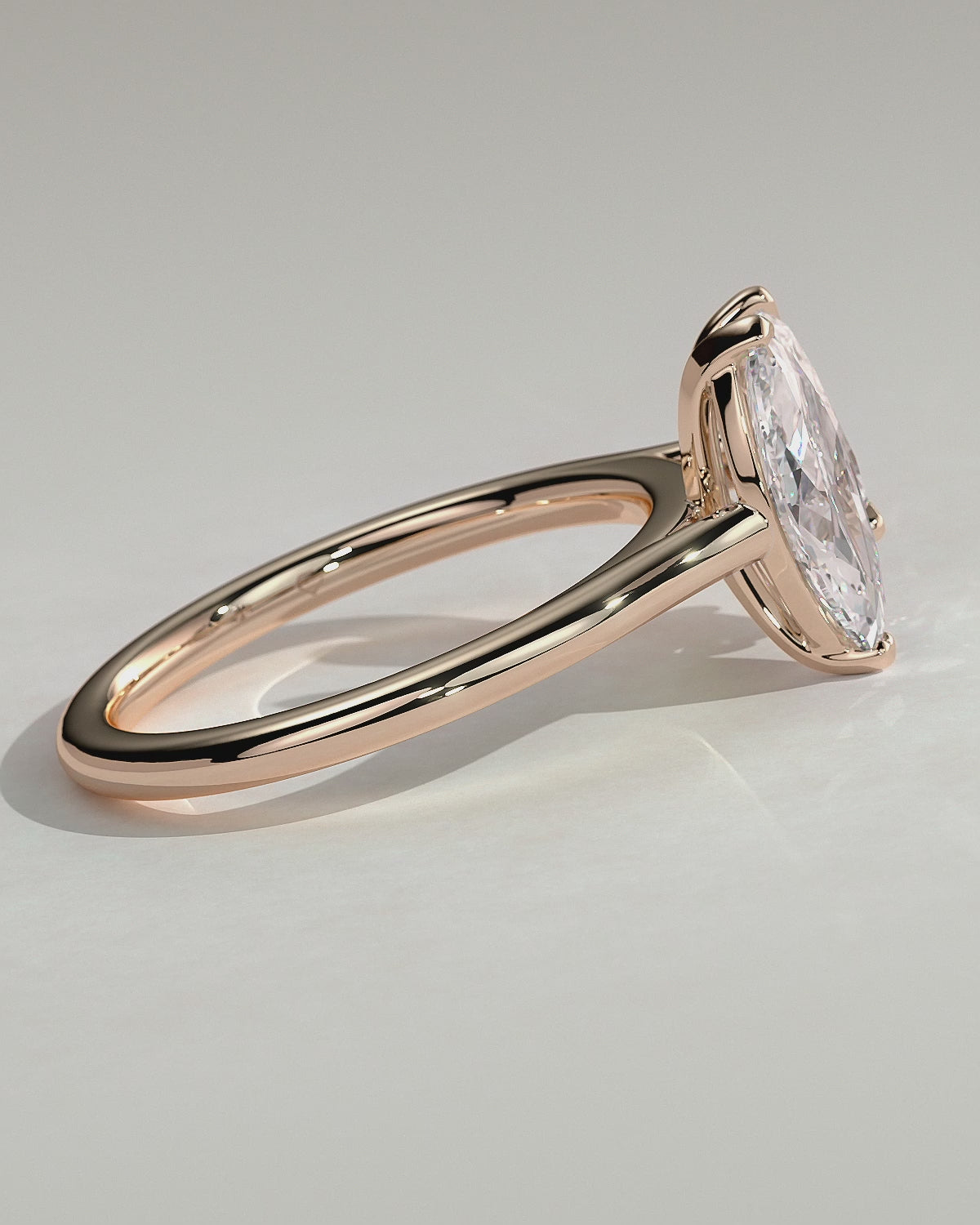 Rose :: Lunvique 1.8ct pear and 1.5ct marquise toi et moi lab grown diamond engagement ring 360 view rose gold IGI certified two stone ring