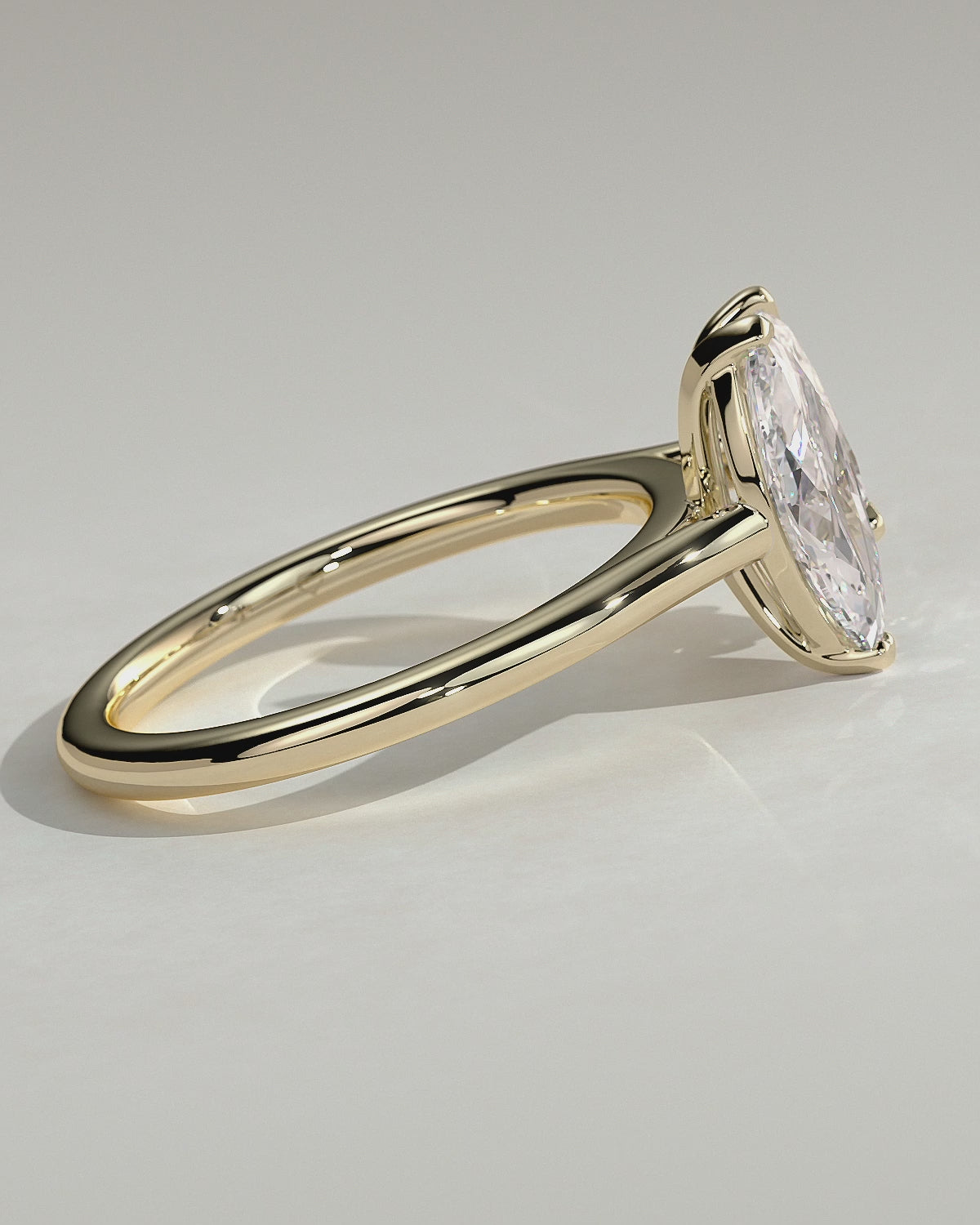 Yellow :: Lunvique 1.8ct pear and 1.5ct marquise toi et moi lab grown diamond engagement ring 360 view yellow gold IGI certified two stone ring