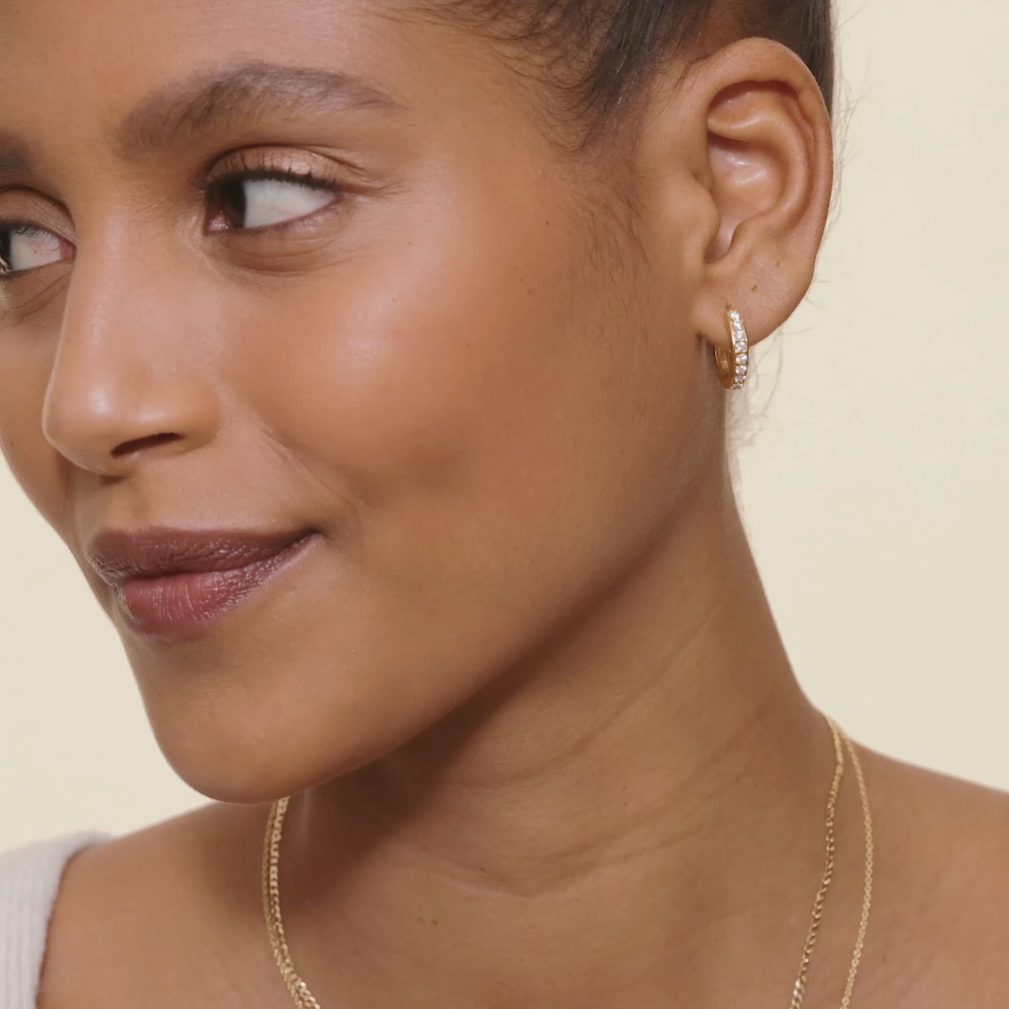 Yellow :: delicate lab grown diamond huggie hoops 0.50ct total weight white gold minimal circular fine jewelry