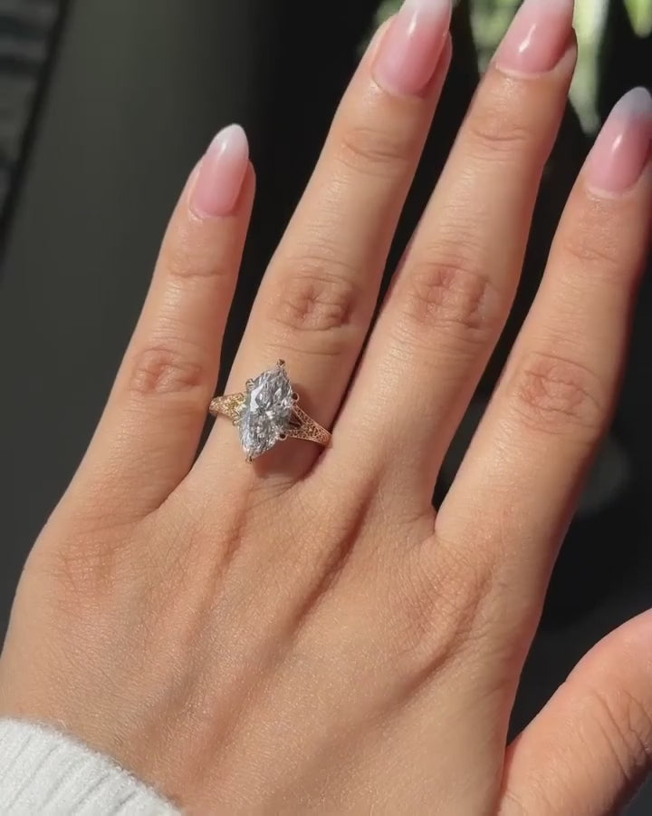 Common :: Unii Jewels 3ct Marquise vintage solitaire engagement ring video