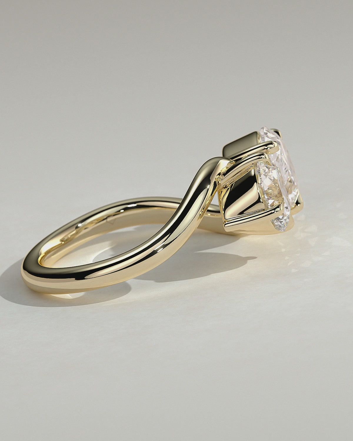 Yellow :: Oraventa round and pear toi et moi lab grown diamond engagement ring 360 view yellow gold IGI certified two stone ring