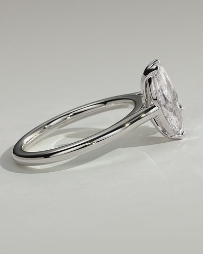 White :: Lunvique 1.8ct pear and 1.5ct marquise toi et moi lab grown diamond engagement ring 360 view white gold IGI certified two stone ring