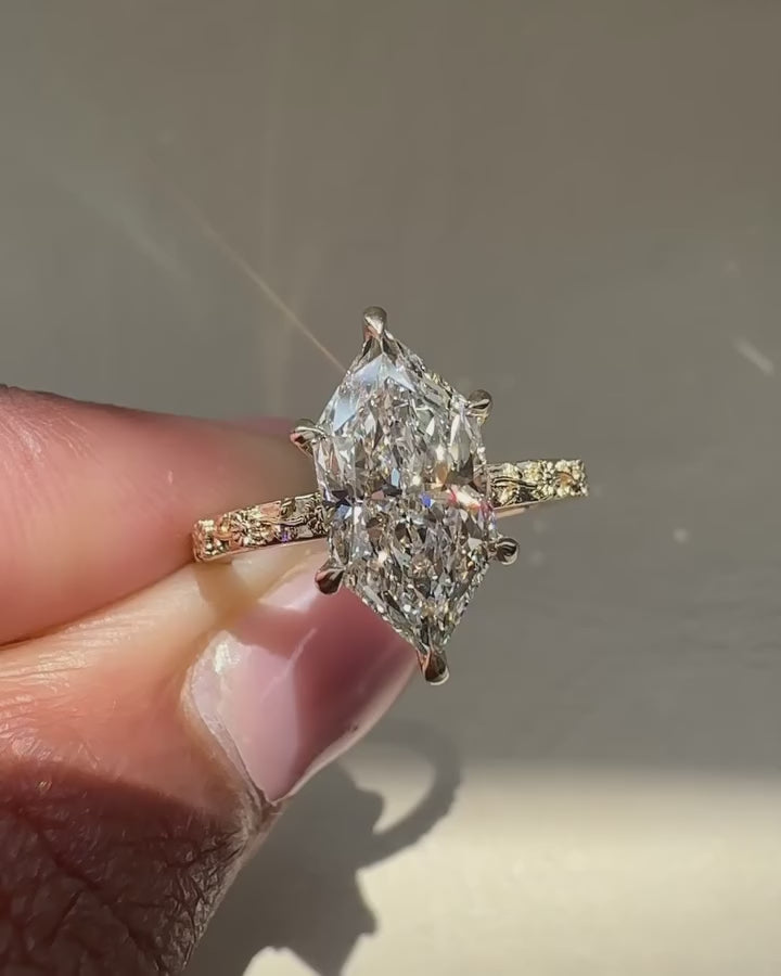 Common :: Unii Jewels 4ct Marquise vintage solitaire engagement ring video