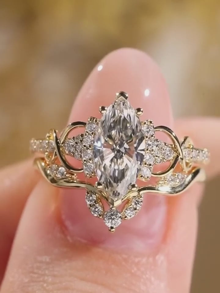 Common :: Unii Jewels 3.10TCW Marquise nature inspired engagement ring video