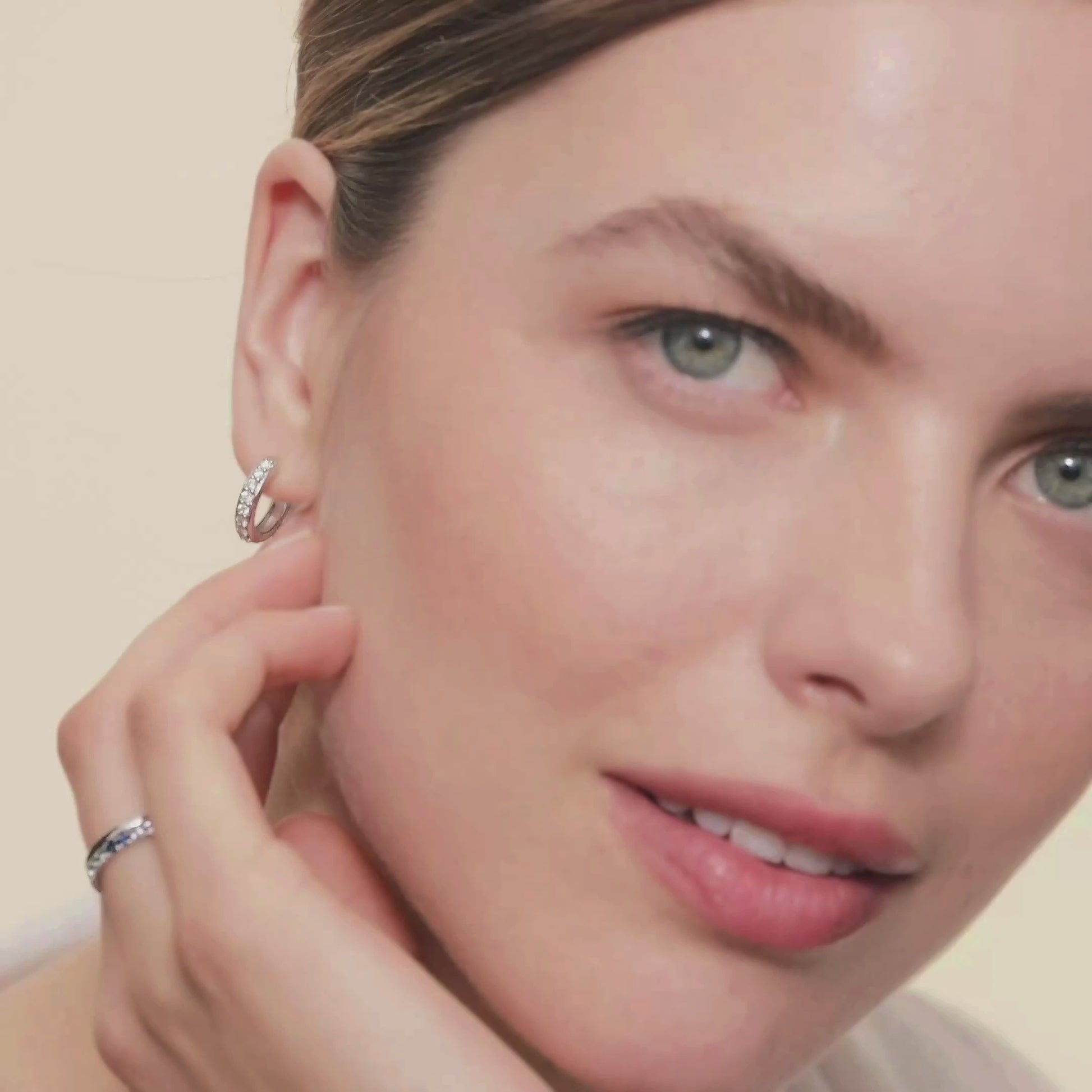 White|Rose :: :: refined lab grown diamond huggie hoop earrings 0.50ct white gold modern minimal fine jewelry